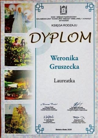 Dyplom Laureatki Weroniki