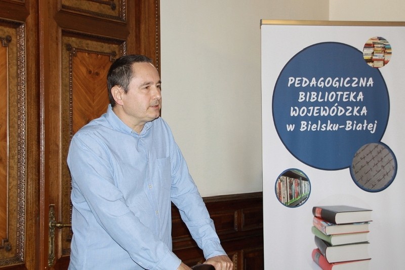 Marek Derewiecki spotkanie z uczniami Pedagogiczna Biblioteka Wojewódzka w Bielsku-Białej